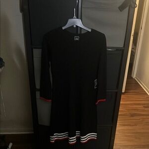 Black Dress with Red and White Stripes